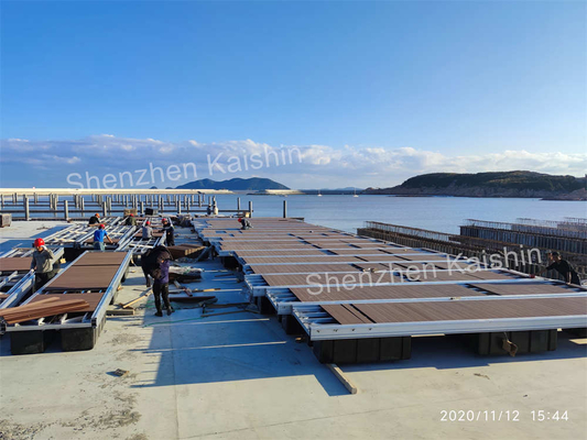 Customized Aluminum Alloy Floating Walkway Pontoon With LLDPE Floats/Mooring Cleats/WPC Decking For Marina Yacht Docks